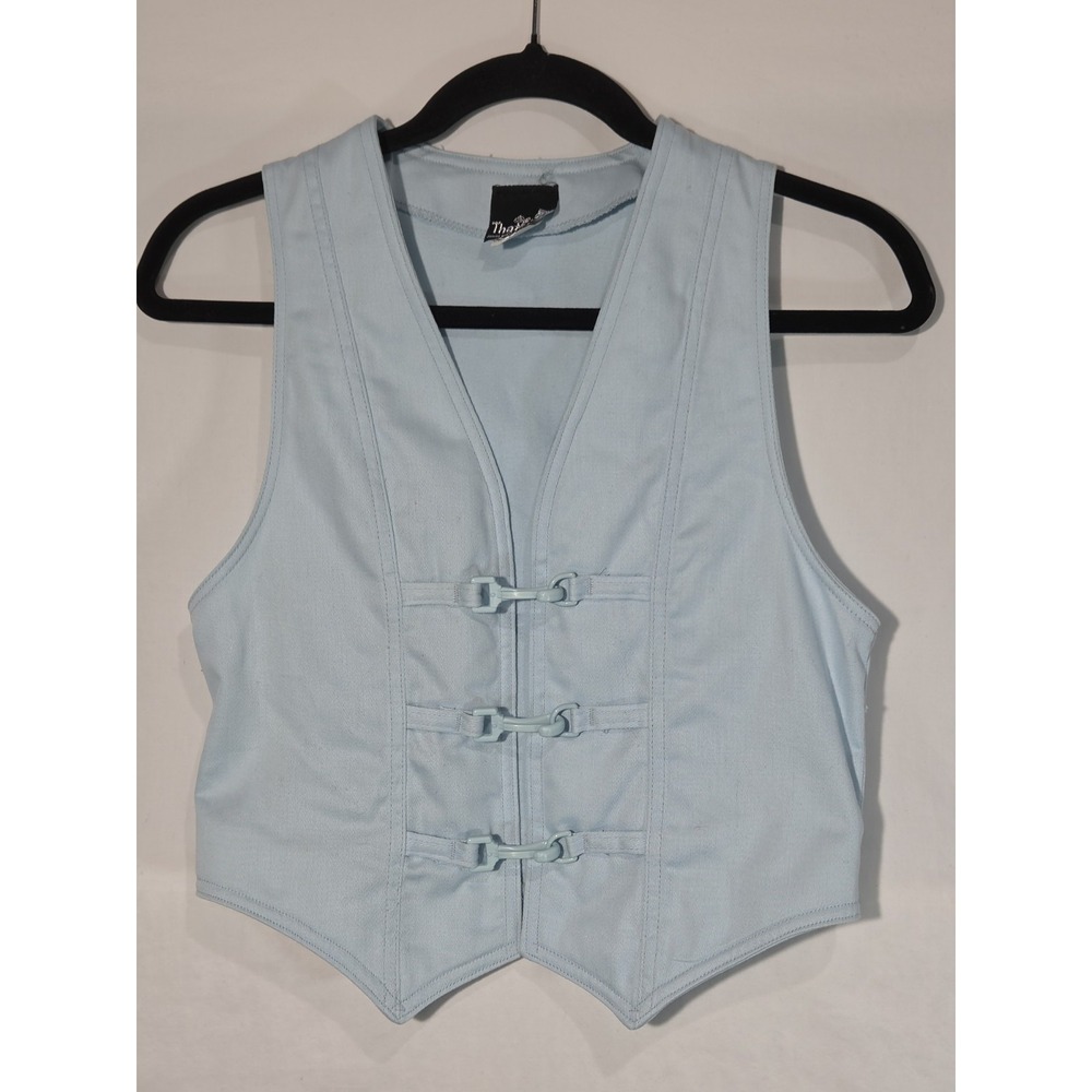 Thats Me! Womens Vest Size 7 Light Blue Vintage Cropped 3 Clasp Front Whimsigoth